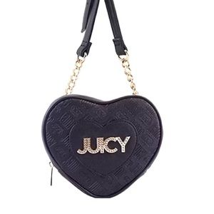 Juicy Couture Black Monogram Bling Heart Crossbody Bag NWT